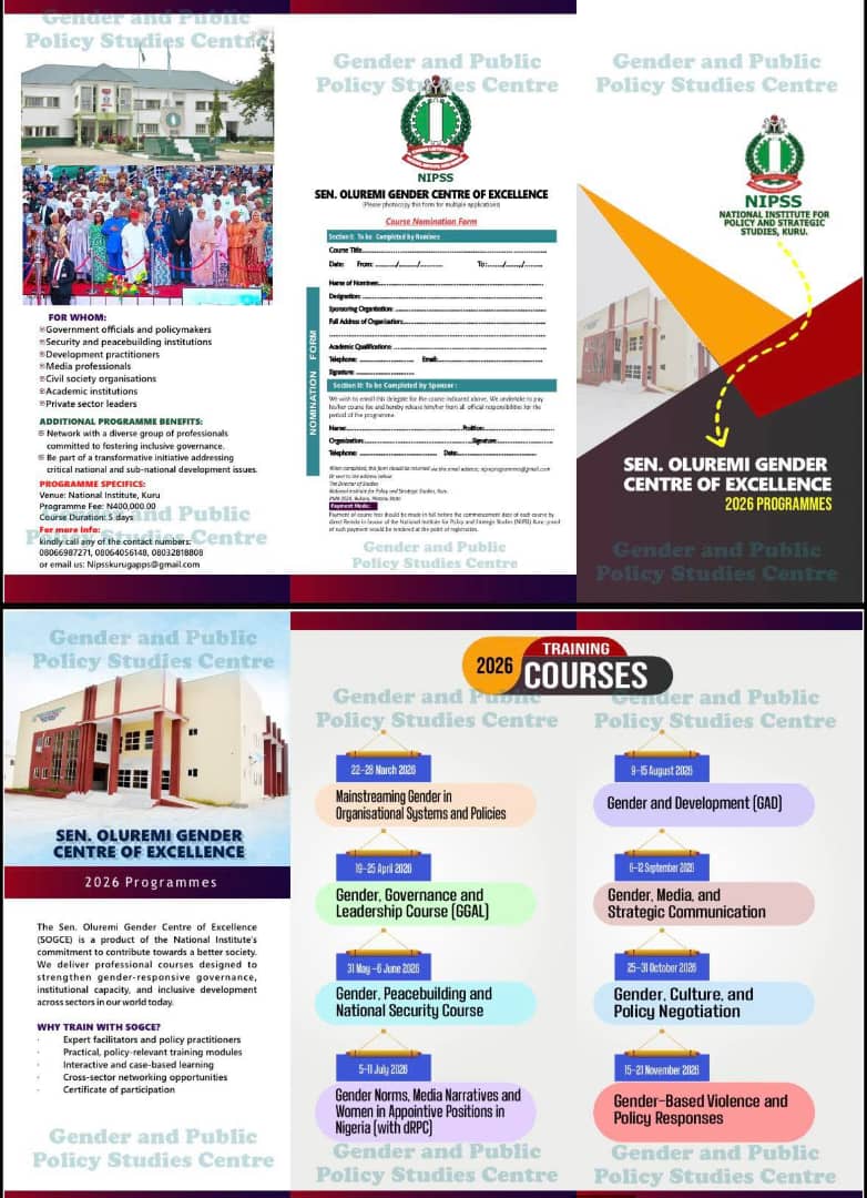 Senator Oluremi Tinubu Gender Centre of Excellence Invites Applications for 2026 Gender Studies Programmes at National Institute for Policy and Strategic Studies